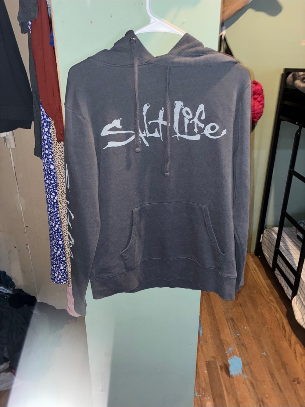 Salt Life Men’s Crewneck Hoodie - Charcoal Gray with White Logo